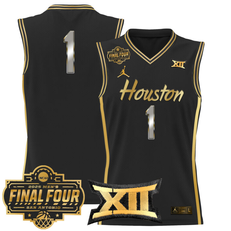 Men Houston Cougars #1 black 2025 Final Four Patch NCAA Jersey style 2